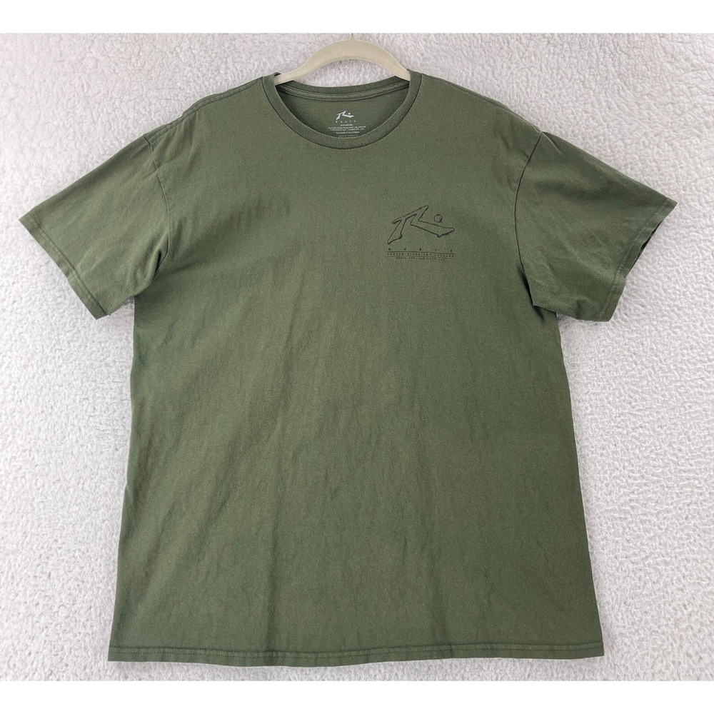 Rusty Sleds and Threads T-Shirt Mens Large Green Short Sleeve Crew Neck‎ Cotton